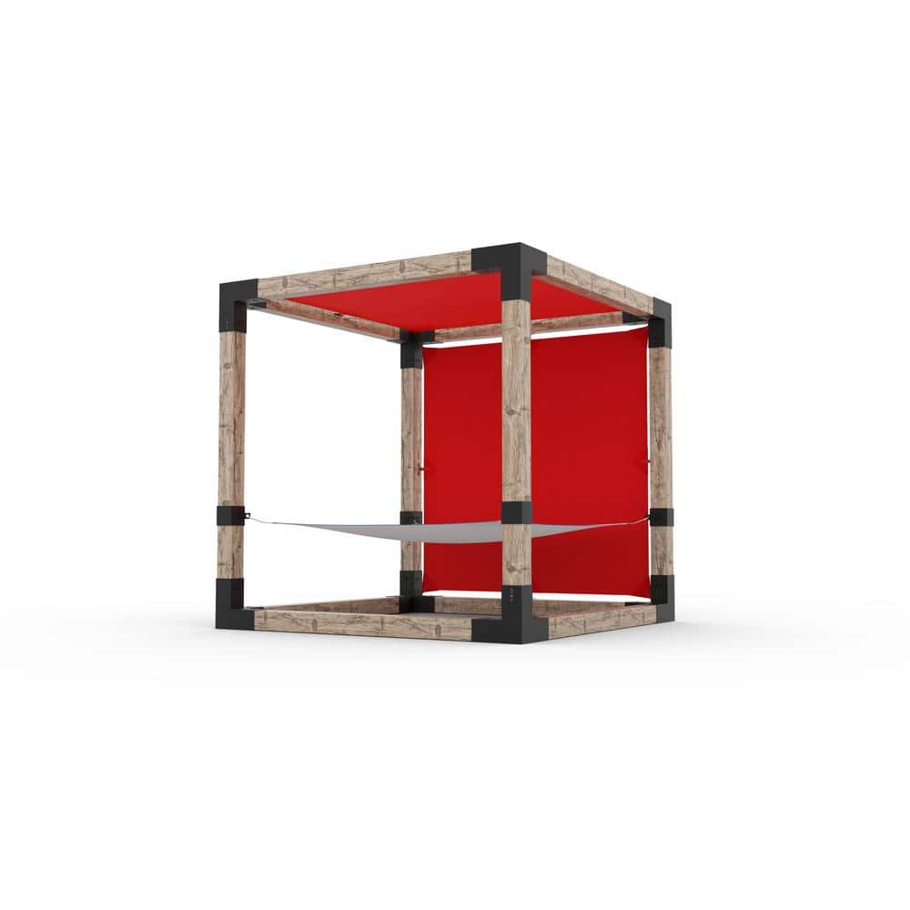 TOJA GRID 8 ft. L x 8 ft. W Hammock Pergola Kit with 2 Crimson Shade Sails for 6 in. x 6 in