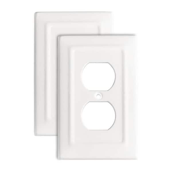 Architectural 1-Gang White Duplex/Outlet Metal Wall Plate (2-Pack)