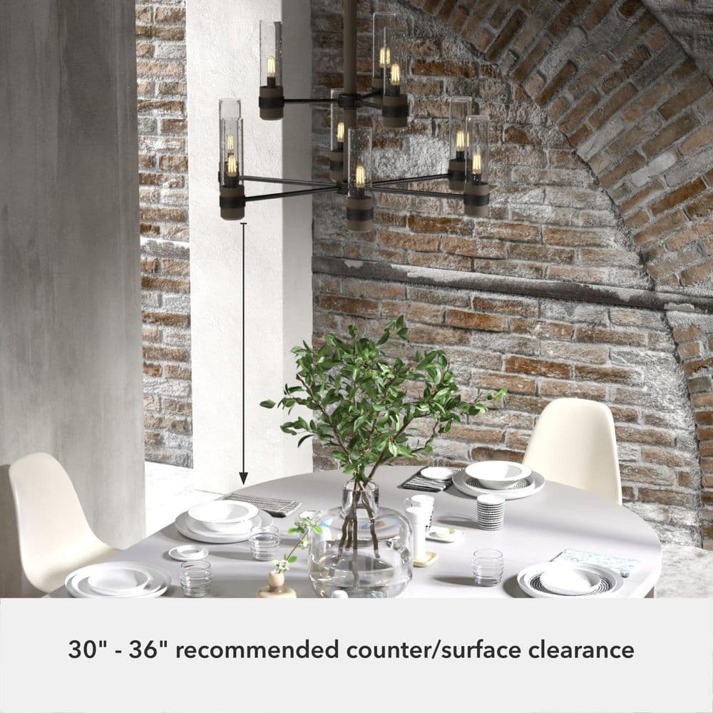 Rustic Iron 30" Two-Tier 9-Light Chandelier