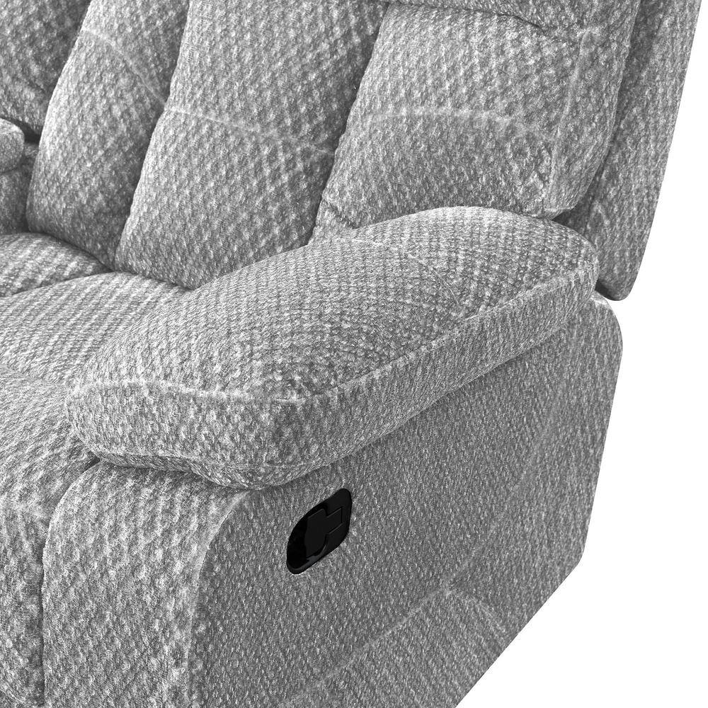 Bravo Stone Gray Fabric Reclining Loveseat with Cup Holder