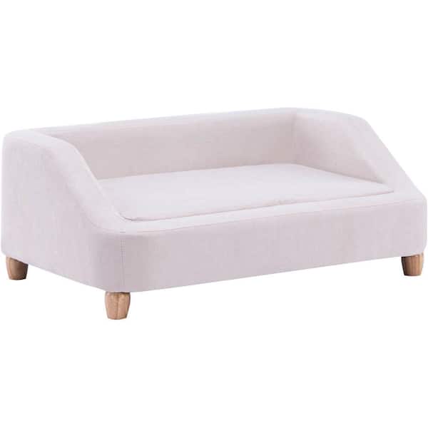 Critter Sitters 36 in. Medium Microfiber White Rectangle Pet Bed for Medium-Sized Dogs