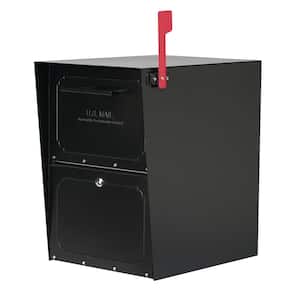 Oasis Black, Extra Large, Steel, Locking, Post Mount or Column Mount Mailbox with Outgoing Mail Indicator
