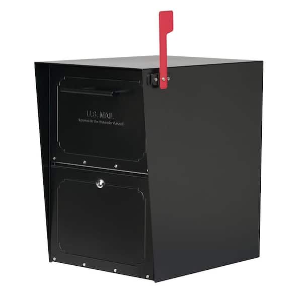 Architectural Mailboxes Oasis Black, Extra Large, Steel, Locking, Post Mount or Column Mount Mailbox with Outgoing Mail Indicator
