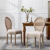 Boyel Living Cream French Style Solid Wood Frame Linen Fabric Rattan Back Dining Chair Set of 2 BL-YJF-78980