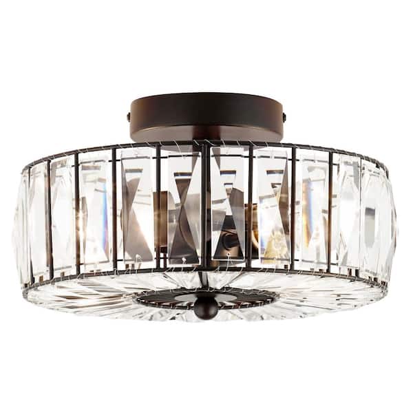 River of Goods Gia 11.5 in. 2-Light Oil Rubbed Bronze Semi-Flush Mount