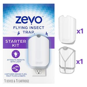 Indoor Flying Insect Trap for Fruit Flies, Gnats and House Flies 1 Plug-In Base Plus 1 Refill Cartridge (Multi-Pack 2)