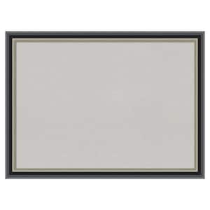 Theo Black Silver Wood Framed Grey Corkboard 31 in. x 23 in. Bulletin Board Memo Board