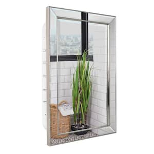 16 in. W x 26 in. H x 5 in. D Framed Single Door Recessed Metro Beaded Bathroom Medicine Cabinet in Silver