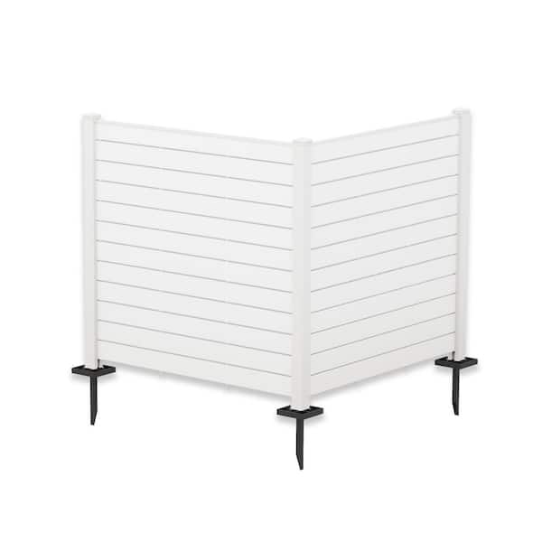 4 ft. W x 4.17 ft. in. H Outdoor Privacy Screens Framed Flat Fence Panels Kit for AC, Trash Can Storage (White 2-Panels)