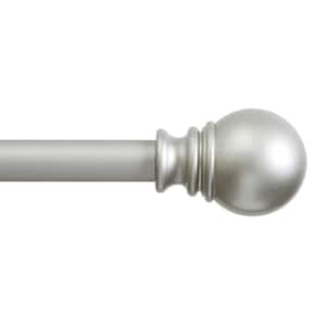 Layla 30 in. - 84 in. Adjustable Single Value Curtain Rod 1 in. Diameter in Satin Silver with Ball Finials
