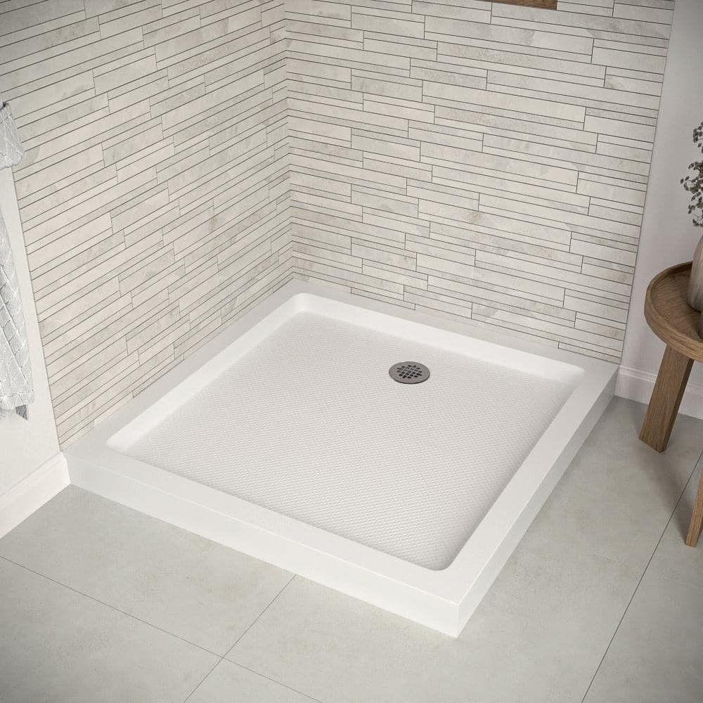 36'' White Acrylic Square Shower Base with Right Drain