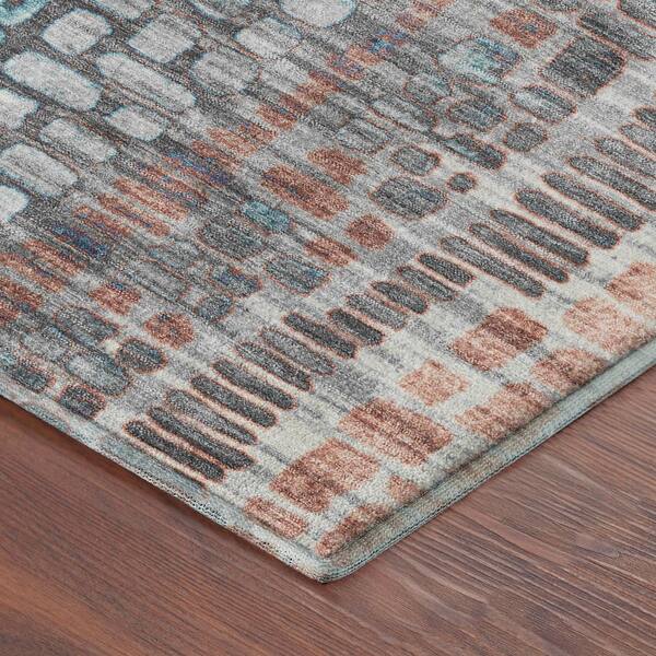 Mayfield Premium Machine Washable Abstract AMF2268 Copper 8 ft. x 10 ft. Area Rug
