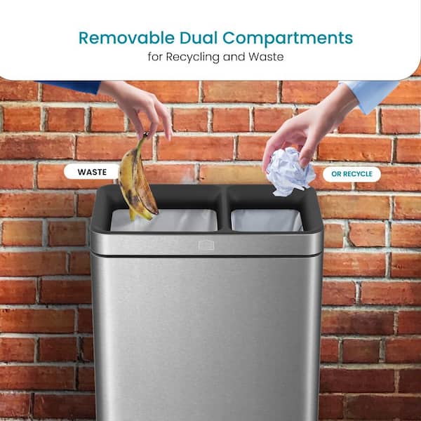 20 Gallon Trash Can, Plastic Dual Function Divided Extra Large Kitchen  Trash Can