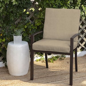 20 in. x 19 in. CushionGuard Outdoor Welted Mid Back Dining Chair Cushion in Khaki
