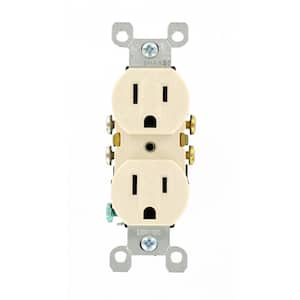 15 Amp Residential Grade Grounding Duplex Outlet, Light Almond