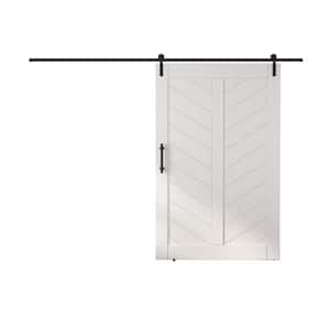 48 in. x 84 in. MDF Sliding Barn Door with Hardware Kit, Covered with Water-Proof PVC Surface, White, V-Frame