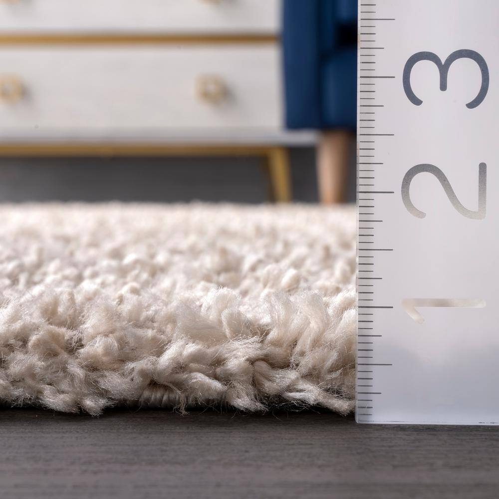 Nuloom Kara Solid 2x8 Runner Shag Indoor Area Rug for Living Room Bedroom Dining Room Nursery Entryway Hallway, Beige