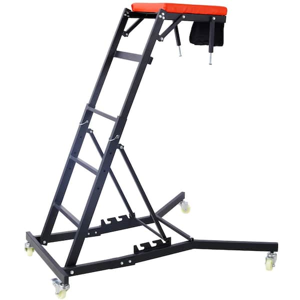 42.5 in.-66 in. Adjustable Height Foldable Serving Cart with 4 Swivel Caster Wheels, Padded Deck for Home Garage