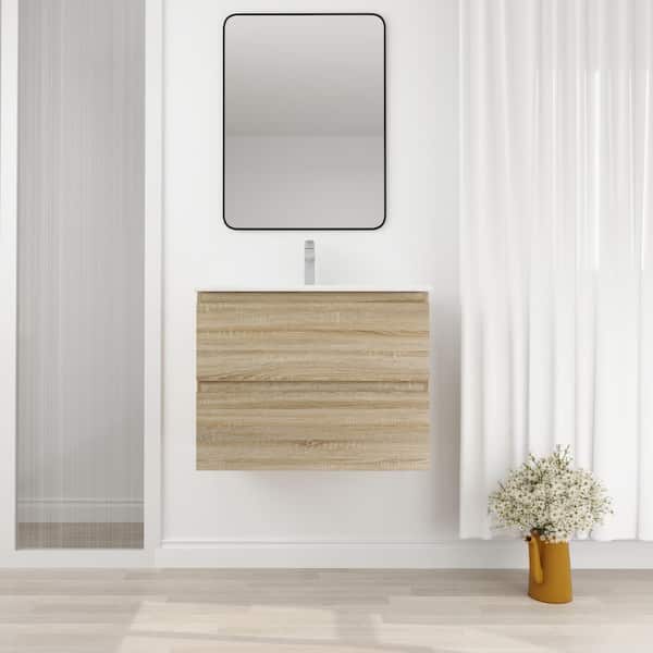 FORCLOVER 30 in. W x 18-5/16 in. D x 20-1/2 in. H Bath Vanity in Light Oak with White Acrylic Top