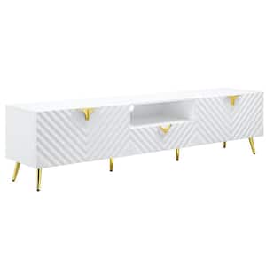 Gaines 17 in. White High Gloss TV Stand Fits TV's up to 80 in.