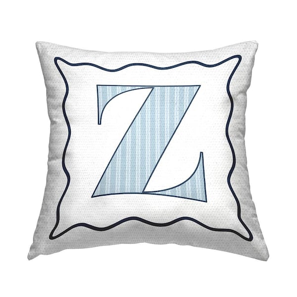 Stupell Industries Polka Dot Blue Letter Z Square Outdoor Throw Pillow