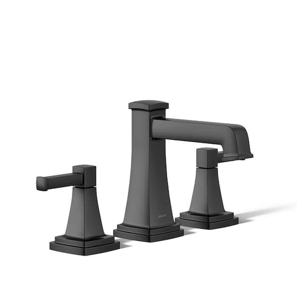 KOHLER Riff 8 in. Widespread Double Handle Bathroom Faucet in Matte Black
