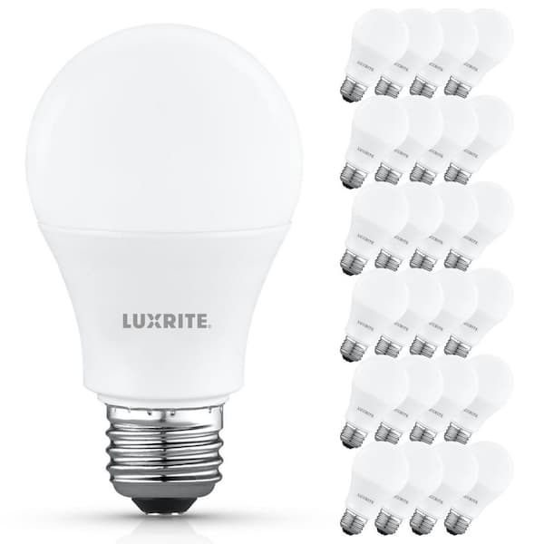 75 W Equivalent A19 LED Light Bulb 3500 K Natural White 9.5 W 1100 Lumens Non-Dimmable E26 ETL Listed Damp Rated 24-Pack