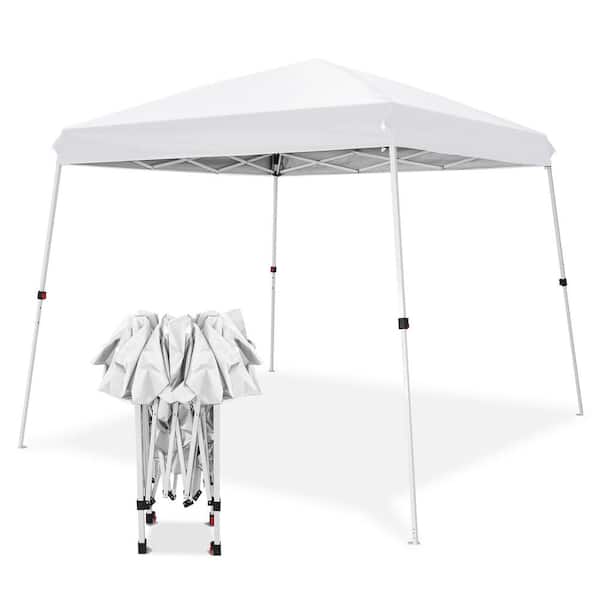 COOS BAY 10 ft. x 10 ft. White Slant Leg Pop-Up Canopy with Wheeled Bag Height-Adjustable Event Tent