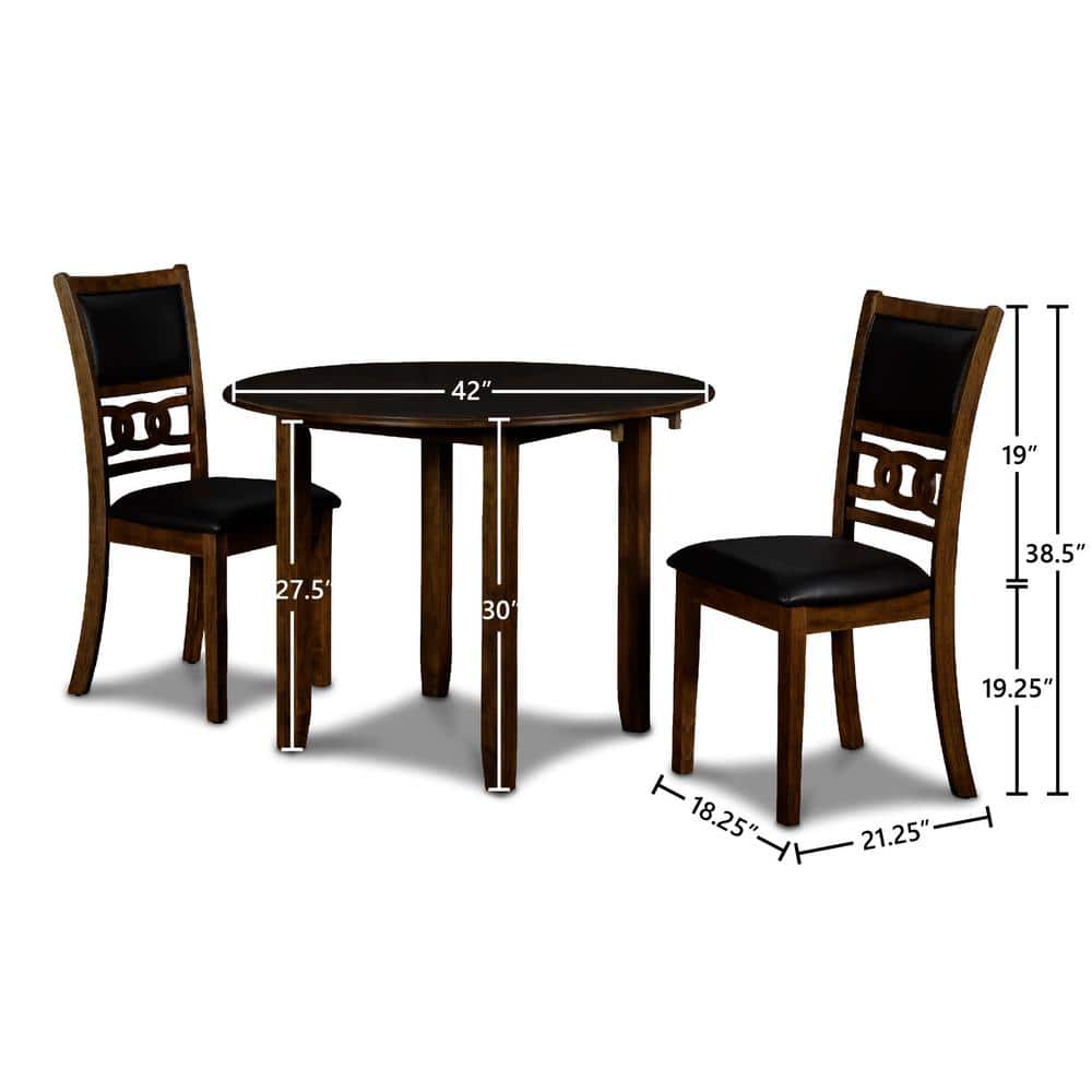 Gia 42" Brown Solid Wood Drop Leaf Dining Table with 2 Chairs