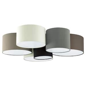Pastore 33.15 in. W x 9.41 in. H 6-Light Flush Mount with White, Black, Taupe, Grey, and Cappuccino Fabric Drum Shades