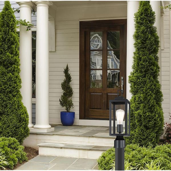 16.5 in.1-Light Mattle Black Metal Hardwired Outdoor Weather Resistant Post Light (2-Pack)