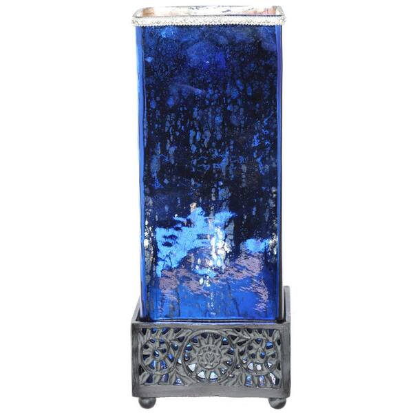 River of Goods 14.75 in. Blue Table Lamp with Square Studio Art Mercury Glass Shade