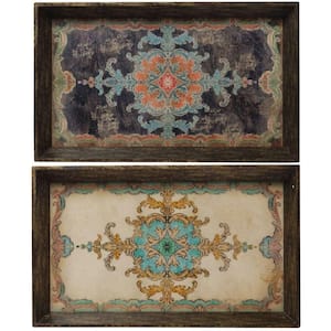 25 in. x 15 in. Decorative Tray in Rustic Brown (2-Pack)
