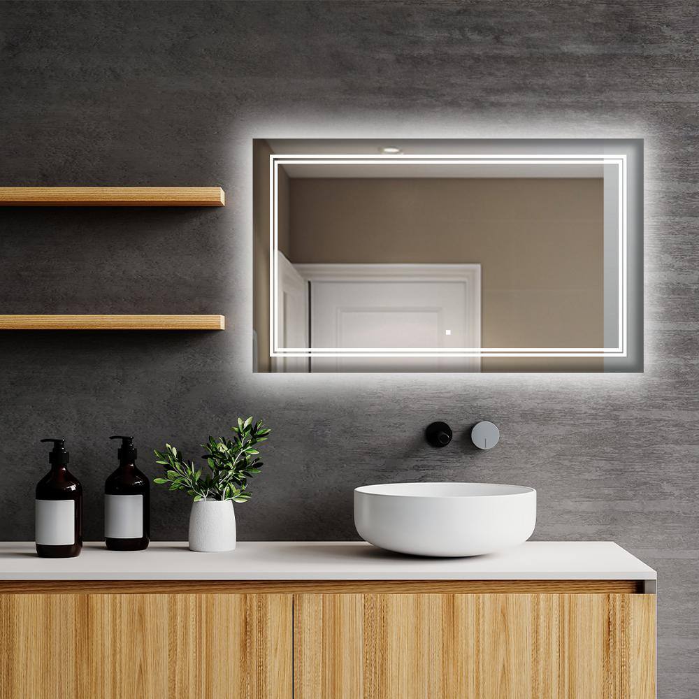 Soho Sleek 60"x30" LED Bathroom Mirror with Ambient Backlit & Defogger
