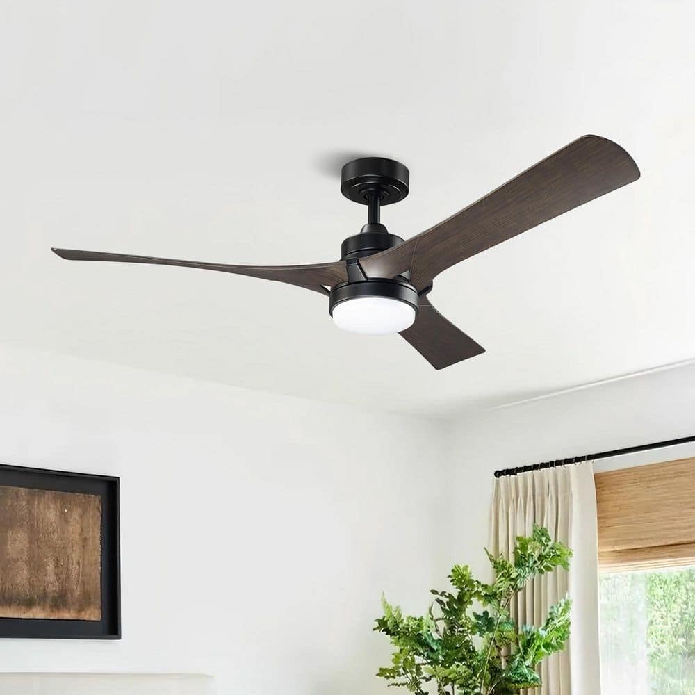 52 in. Indoor Black Downrod Mount Ceiling Fan with LED Light and Remote Control price history on PriceWatchPro