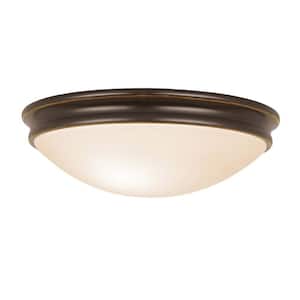 Atom 10.5 in. 1-Light Oil Rubbed Bronze Flush Mount with Opal Diffuser