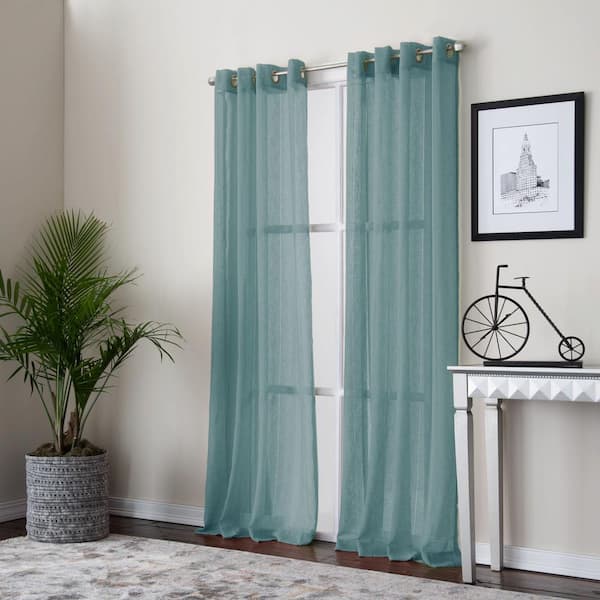 Natco Payton 52 in. W x 84 in. L Polyester Semi-Sheer Window Panel in Blue