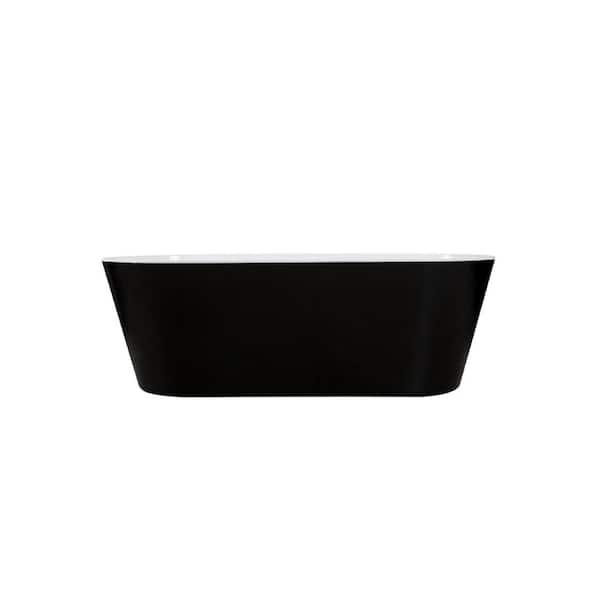 Xzkai 67 in. x 31 in. Soaking Bathtub in Black with Drain, cUPC Certified