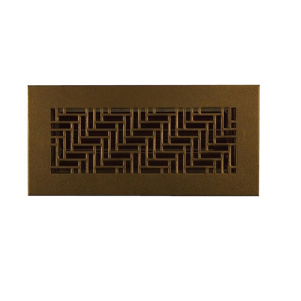 Herringbone 10 in. x 4 in. Oil Rubbed Bronze/Powder Coat, floor wall or ceiling supply vent, Without Mounting Holes