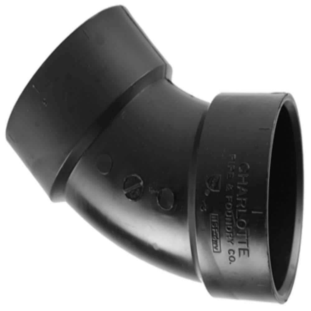 Charlotte Pipe 4 In. ABS DWV 45-Degree Hub X Hub Elbow Fitting ...