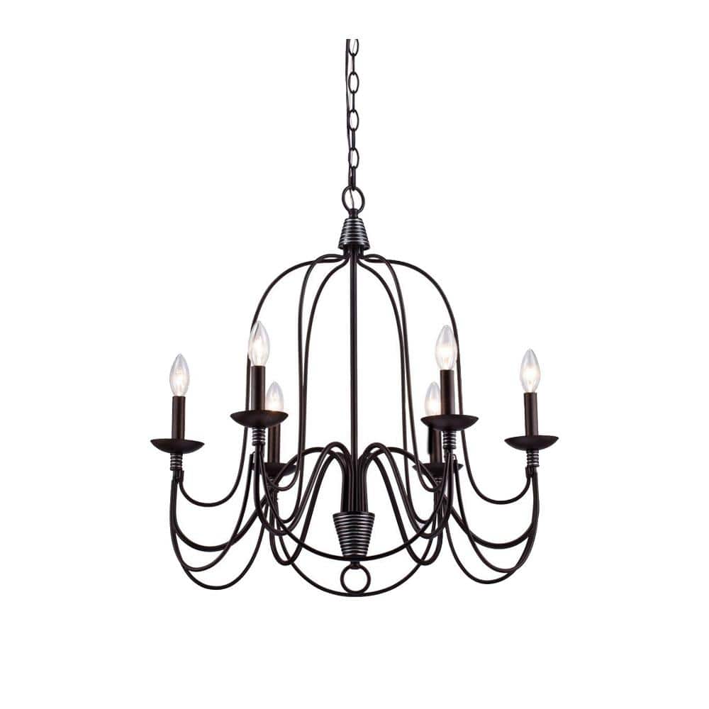Blakely 6-Light Matte Black No Decorative Accents Candlestick Oval Chandeli