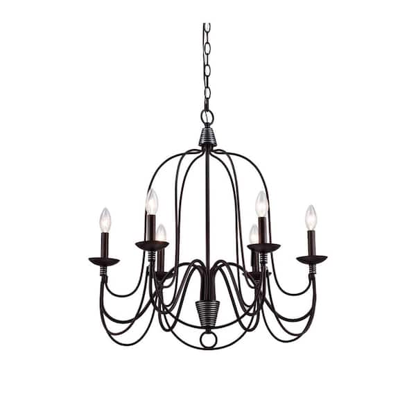 Unbranded Blakely 6-Light Matte Black No Decorative Accents Candlestick Oval Chandelier for Living Room