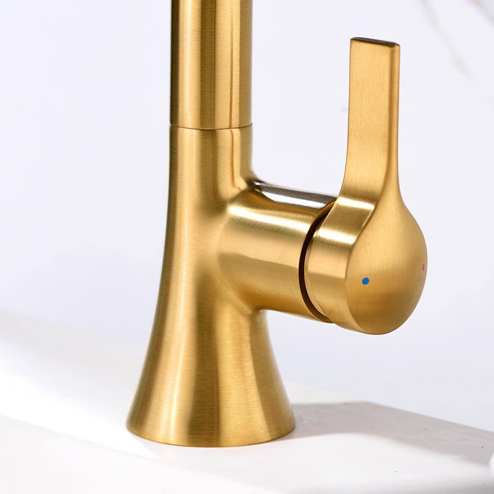Brushed Gold Single Handle Bathroom Faucet with Drain Assembly