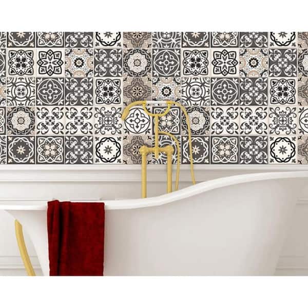 Amelia Brown 6 in. x 6 in. Vinyl Peel and Stick Tile (6 sq. ft./Pack)