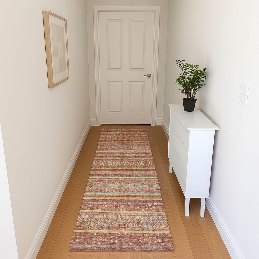 Mayfield Premium Machine Washable Abstract AMF1644 Paprika 2 ft. 3 in. x 7 ft. 6 in. Runner Rug price history on PriceWatchPro