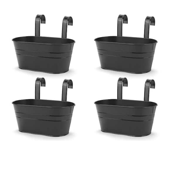 Samll 3.93 in. Dia Black Metal Hanging Basket(2-Pack)