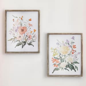 Watercolor Floral Framed Wall Art (Set of 2) (17 in. W x 21 in. H)