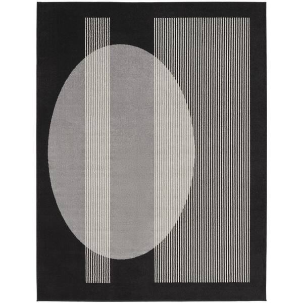 Nourison Modern Passion Blk/Grey 8 ft. x 10 ft. Geometric Contemporary Area Rug