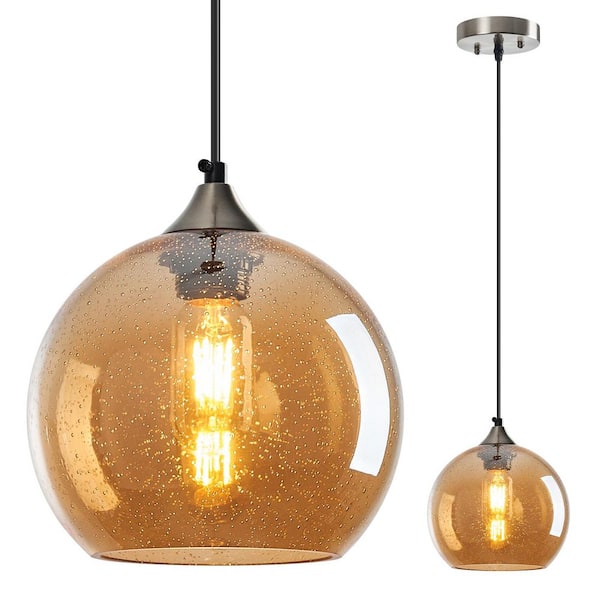 Home Lighting ‎60 Watts 1 Light 7. 87in Amber Glass Pendant Light for Living Room Bedroom, No Bulbs Included, 1Pack