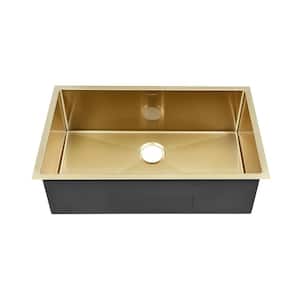 Rivage Gold Stainless Steel 32 in. Single Bowl Undermount Kitchen Sink